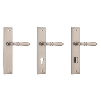 Iver Sarlat Door Lever Handle on Stepped Backplate Satin Nickel
