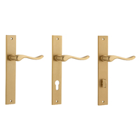 Iver Stirling Door Lever Handle on Rectangular Backplate Brushed Brass
