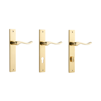 Iver Stirling Door Lever Handle on Rectangular Backplate Polished Brass