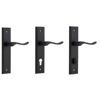 Iver Stirling Door Lever Handle on Stepped Backplate Matt Black