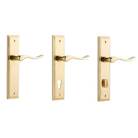 Iver Stirling Door Lever Handle on Stepped Backplate Polished Brass