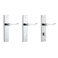 Iver Stirling Door Lever Handle on Stepped Backplate Polished Chrome