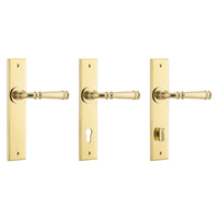 Iver Verona Door Lever Handle on Chamfered Backplate Polished Brass