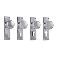 Tradco Victorian Knob on Long Backplate Chrome Plated
