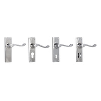 Tradco Victorian Lever Door Handle on Long Backplate Chrome Plated
