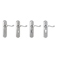 Tradco Windsor Lever Door Handle on Shouldered Backplate Chrome Plated