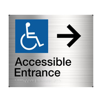 Tim The Sign Man Accessible Entrance (Right Arrow) Braille Sign SS / B AE/RA-SS
