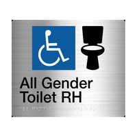 All Gender Toilet (Right handed) Braille Sign Stainless Steel AGT/RH-SS