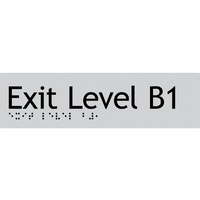 AS1428 Compliant Exit Sign B1 SILVER Basement 1 Braille 180x50x3mm