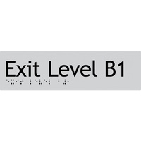 AS1428 Compliant Exit Sign B1 SILVER Basement 1 Braille 180x50x3mm