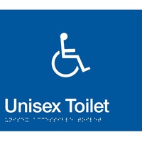 AS1428 Compliant Toilet Sign DT BLUE Disabled Braille Blue 180x180x3mm