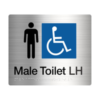 Tim The Sign Man Unisex Disabled Toilet Left Hand Braille Amenity Sign Stainless Steel DT/LH-SS