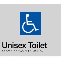 AS1428 Compliant Toilet Sign Disabled Braille Silver DT SILVER 180x180x3mm