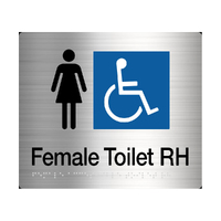 Tim The Sign Man Female Disabled Toilet Right Hand Amenity Sign Braille Stainless Steel FDT/RH-SS
