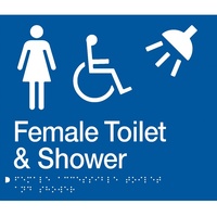 AS1428 Compliant Toilet Shower Sign BLUE Female Disabled Braille FDTS