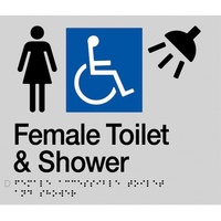 Tim The Sign Man Female Disabled Toilet & Shower Amenity Sign Braille FDTSSILVER