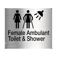 Tim The Sign Man Female / Female Ambulant Toilet & Shower Sign Braille Stainless Steel FFATSSS