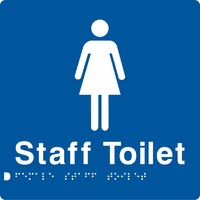 AS1428 Compliant Staff Toilet Sign Female Braille BLUE FSffT 180x180x3mm