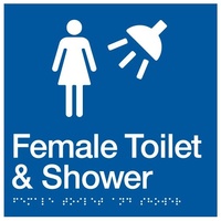 AS1428 Compliant Toilet Shower Sign Female Braille FTS BLUE 180x180x3mm