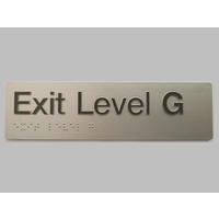 AS1428 Compliant Exit Sign Level G SILVER Ground Level Braille 180x50x3mm