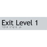 AS1428 Compliant Exit Sign L1 SILVER Level 1 Braille 180x50x3mm