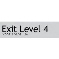 AS1428 Compliant Exit Sign L4 SILVER Level 4 Braille 180x50x3mm