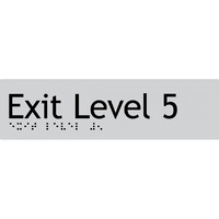 AS1428 Compliant Exit Sign L5 SILVER Level 5 Braille 180x50x3mm
