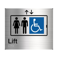 Tim The Sign Man Lift Sign with Braille Stainless Steel LIFT-SS