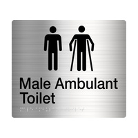 Tim The Sign Man Male Ambulant Toilet Amenity Sign Braille Stainless Steel MAT-SS