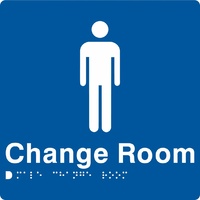 AS1428 Compliant Change Room Sign Male Braille BLUE MCR 180x180x3mm