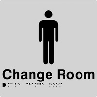 AS1428 Compliant Change Room Sign Male Braille SILVER MCR 180x180x3mm