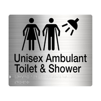 Male Female Ambulant Toilet & Shower Sign Braille Stainless Steel MFATS-SS