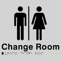 AS1428 Compliant Change Room Sign Unisex Braille SILVER MFCR 180x180x3mm