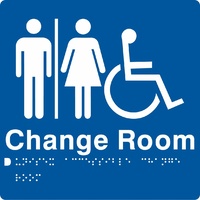 AS1428 Compliant Change Room Sign Unisex Disabled Braille BLUE MFDCR 210x180mm
