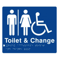 AS1428 Compliant Toilet & Change Room Sign BLUE Unisex Disabled Braille MFDTC