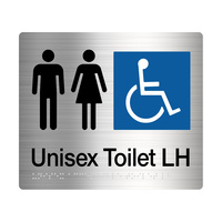 Tim The Sign Man Male / Female Disabled Toilet Left Hand Sign Braille Stainless Steel MFDT(LH)-SS