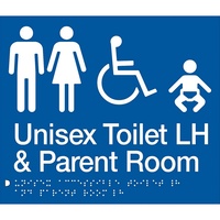 AS1428 Compliant Parent Room Toilet Sign BLUE Unisex Disabled LH MFDTPLH