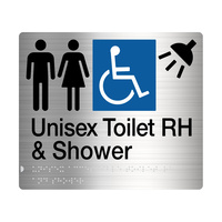 Tim The Sign Man Unisex Disabled Toilet Right Hand & Shower Stainless Steel MFDTS/RH-SS