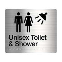 Male / Female Toilet & Shower Amenity Sign Braille Stainless Steel MFTS-SS