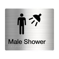 Tim The Sign Man Male Shower Amenity Sign Braille Stainless Steel MS-SS