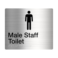 Male Staff Toilet Amenity Sign Braille Stainless Steel MSTAFFT-SS