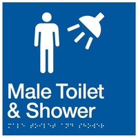 AS1428 Compliant Toilet Shower Sign Male Braille MTS BLUE 180x180x3mm