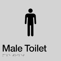 AS1428 Compliant Toilet Sign Male Braille SILVER MT 180x180x3mm