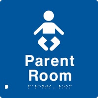 AS1428 Compliant Parent Room Sign Unisex Braille PR BLUE 180x180x3mm