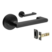 Zanda Epic Return Door Lever Handle on Round Rose Privacy Set Matt Black 10002.BLK