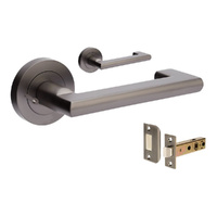 Zanda Epic Return Door Lever Handle on Round Rose Privacy Set Graphite Nickel 10002.GN