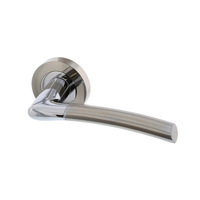 Zanda Luxe Door Lever Handle on Round Rose Leverset Only Brushed Nickel/Chrome Plate 10010.BNCP