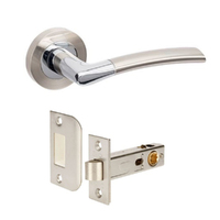 Zanda Luxe Door Lever Handle on Round Rose Passage Set Brushed Nickel/Chrome Plate 10011.BNCP