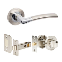 Zanda Luxe Door Lever Handle on Round Rose Separate Privacy Brushed Nickel/Chrome Plate 10016.BNCP