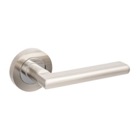 Zanda Epic Door Lever Handle on Round Rose Leverset Only Brushed Nickel/Chrome Plate 10020.BNCP